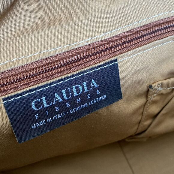 Claudia Firenze Italian Metallic Gold Croc Embossed Dual Handle Satchel Bag - Picture 10 of 14